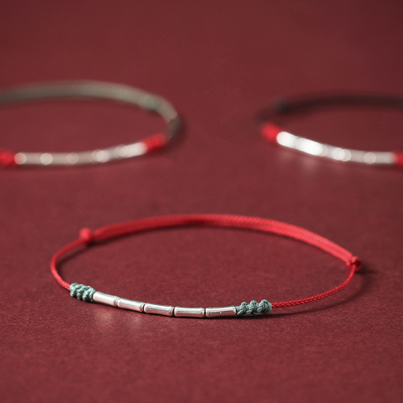 Embroidery Bracelet - Handmade Silver Color Bracelet Lucky Bamboo