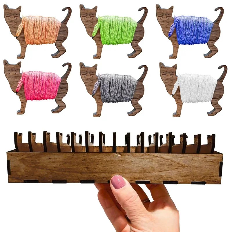 Embroidery Cat - 2026 Wooden Rabbit Spool Set with