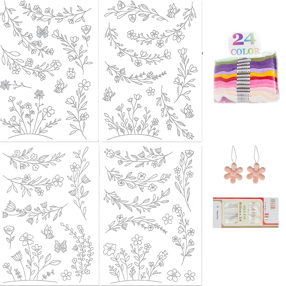 Embroidery Flower Pattern - Water Soluble Embroidery Stabilizer Paper Stick