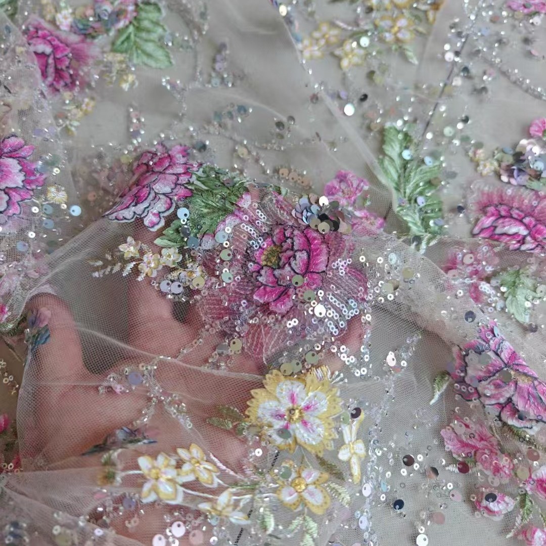 Embroidery Needles - 1M 120Cm Wide Luxury Beaded Lace