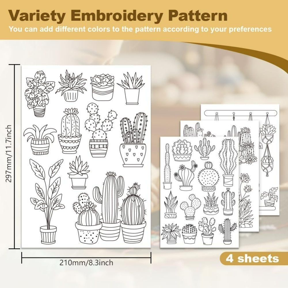 30Pcs Bonsai Cactus Embroidery - Embroidery Cloth 评论和价格