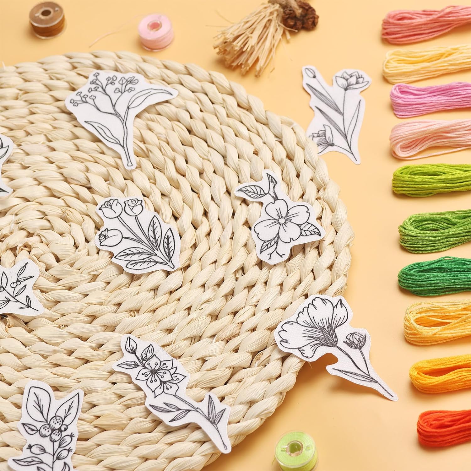 50Pcs Water Soluble Embroidery - Embroidery Flower Pattern 评论和价格