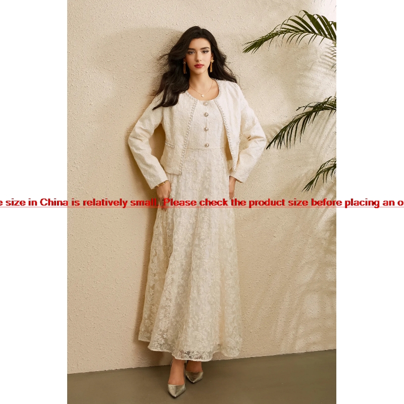 Women Elegant Lace Matching Se - Embroidery Jacket 评论和价格