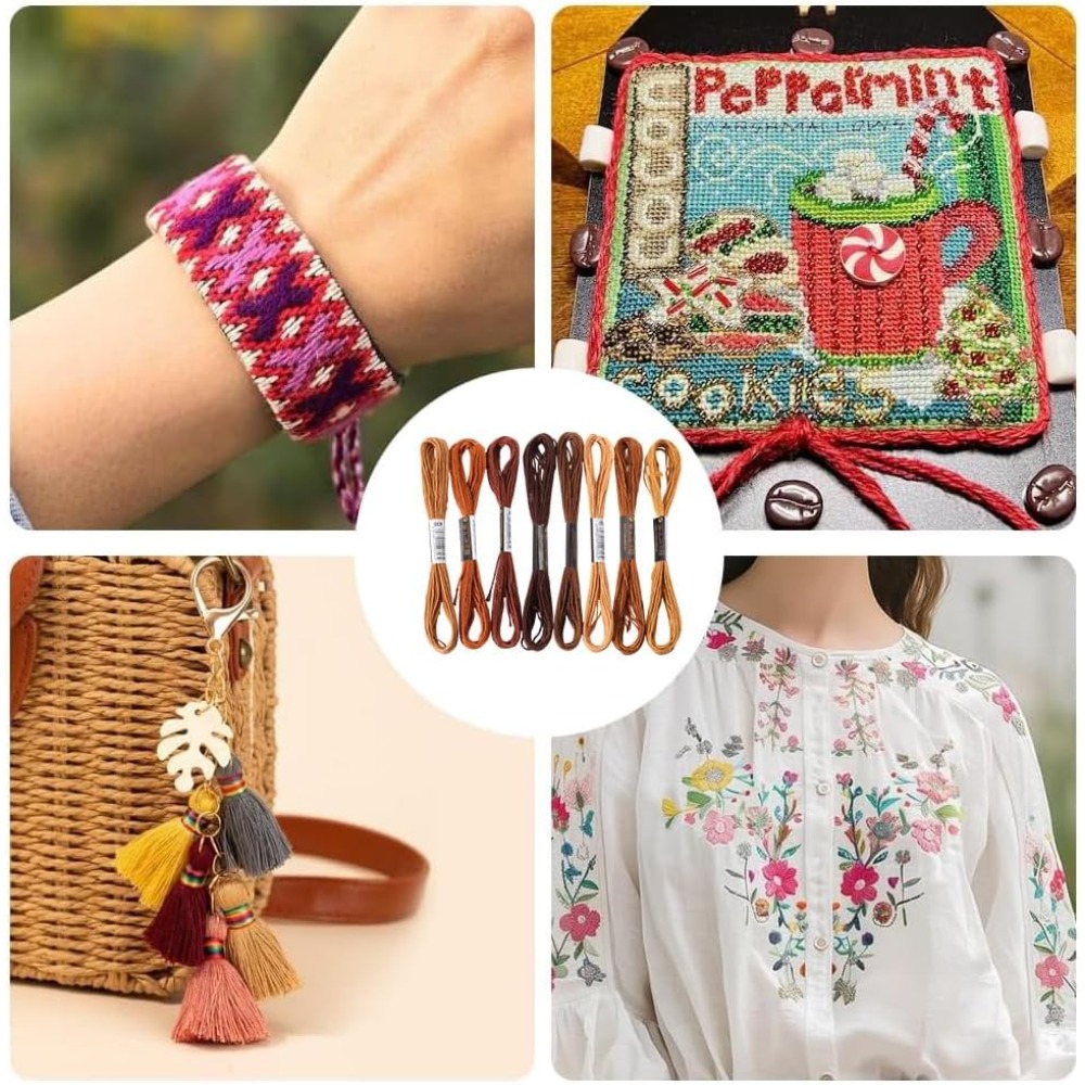8 Skeins 6 Strands Brown Embro - Embroidery Bracelet 评论和价格