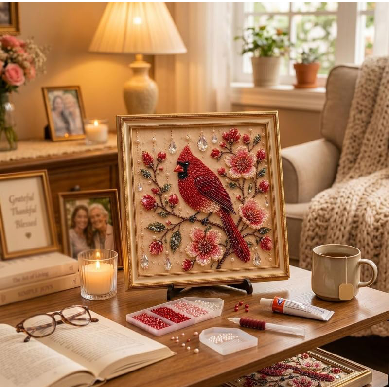Bird Pearl Art DIY Kit Cardina - Embroidery Room 评论和价格