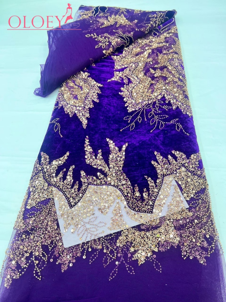 Latest African Velvet Lace Fab - Velvet Fabric Embroidery 评论和价格