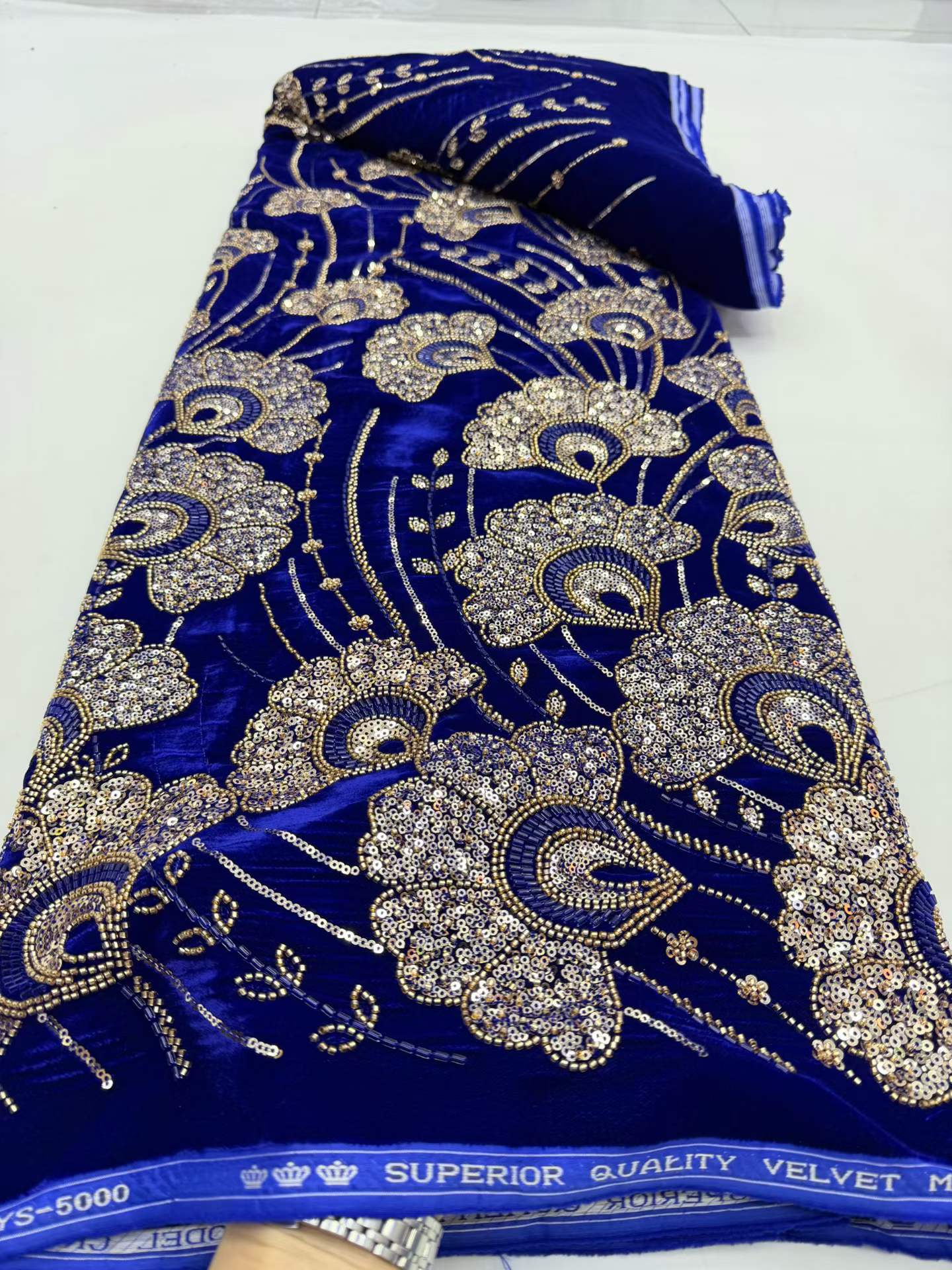 Nigerian French Velvet Lace Fa - Velvet Fabric Embroidery 评论和价格