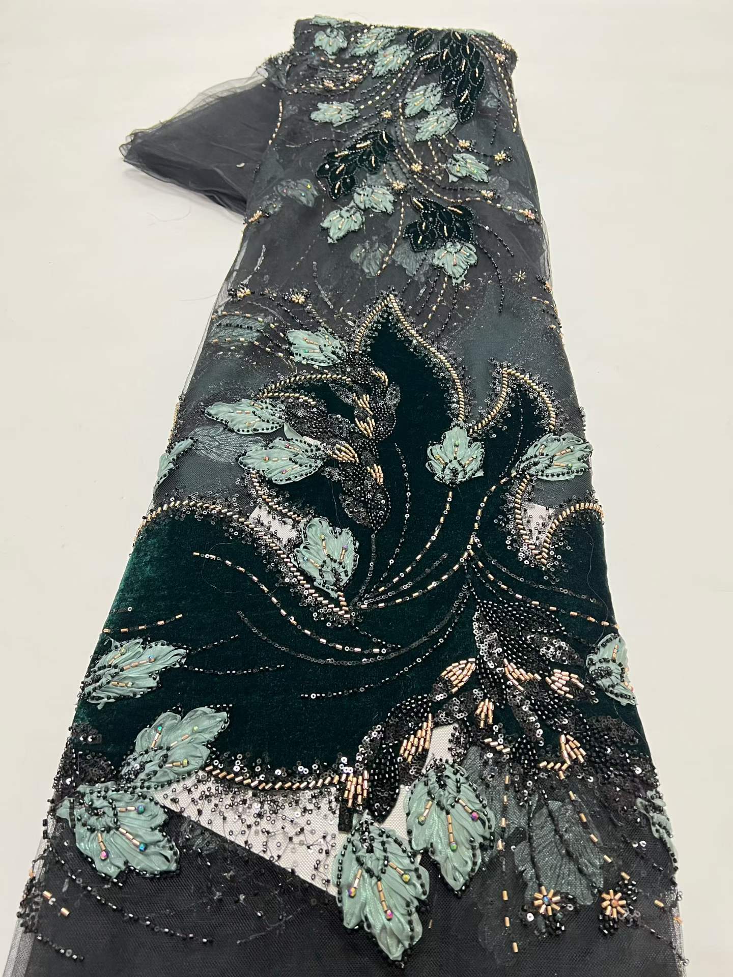 Green New Style African Velvet - Velvet Fabric Embroidery 评论和价格