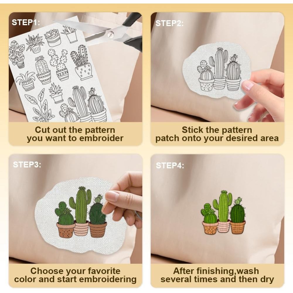 30Pcs Bonsai Cactus Embroidery - Embroidery Cloth 评论和价格
