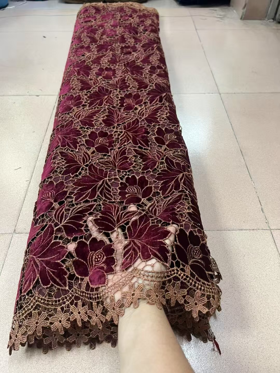 African Velvet Lace Fabric 5 Y - Velvet Fabric Embroidery 评论和价格