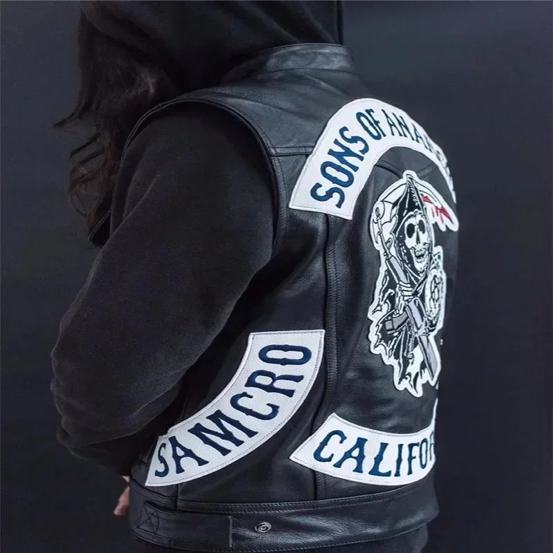 ABC123Leather Men Motorcycle C - Embroidery Jacket 评论和价格