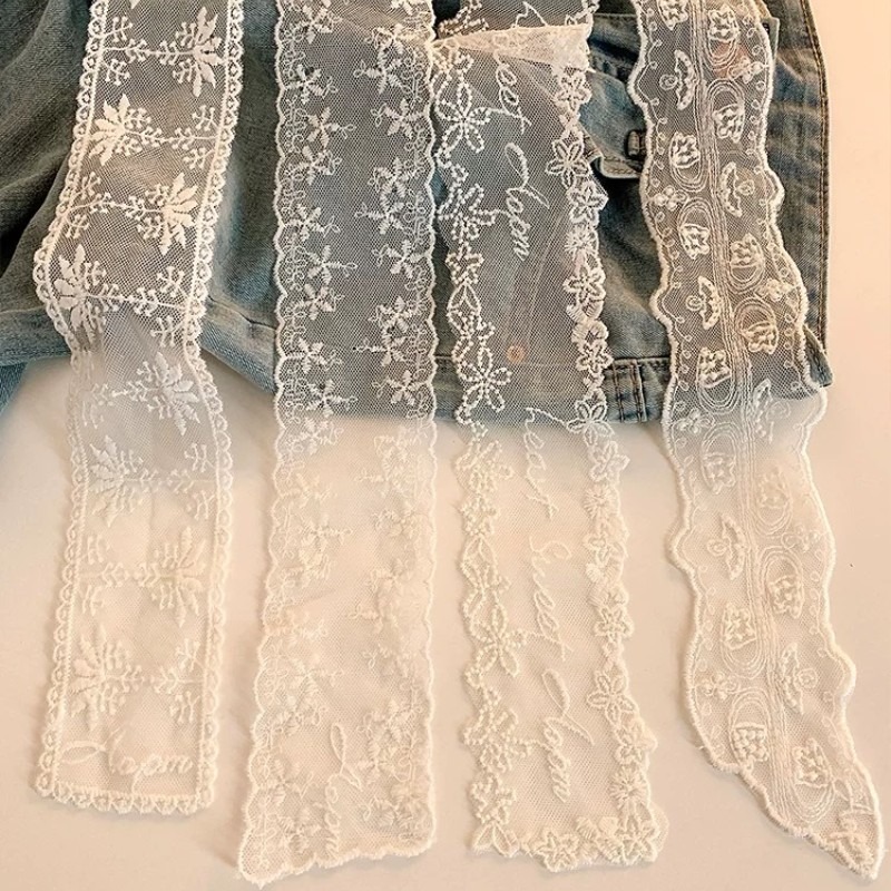 New Black White Long Lace Flow - Embroidery Ribbon 评论和价格