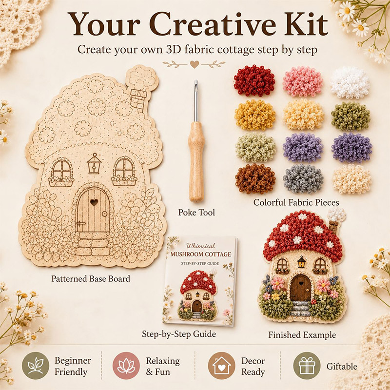 3D Mushroom House Poke Art DIY - Embroidery Needles 评论和价格
