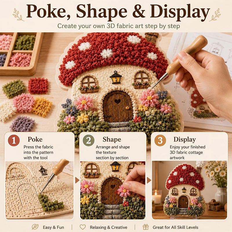3D Mushroom House Poke Art DIY - Embroidery Needles 评论和价格