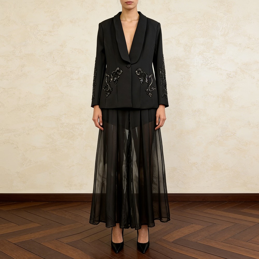TWOTWINSTYLE Solid Spliced Emb - Embroidery Jacket 评论和价格