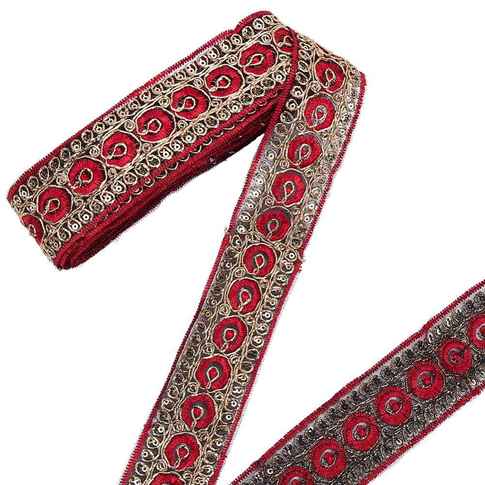 10 Yards 1.77 Inch Red Embroid - Embroidery Ribbon 评论和价格