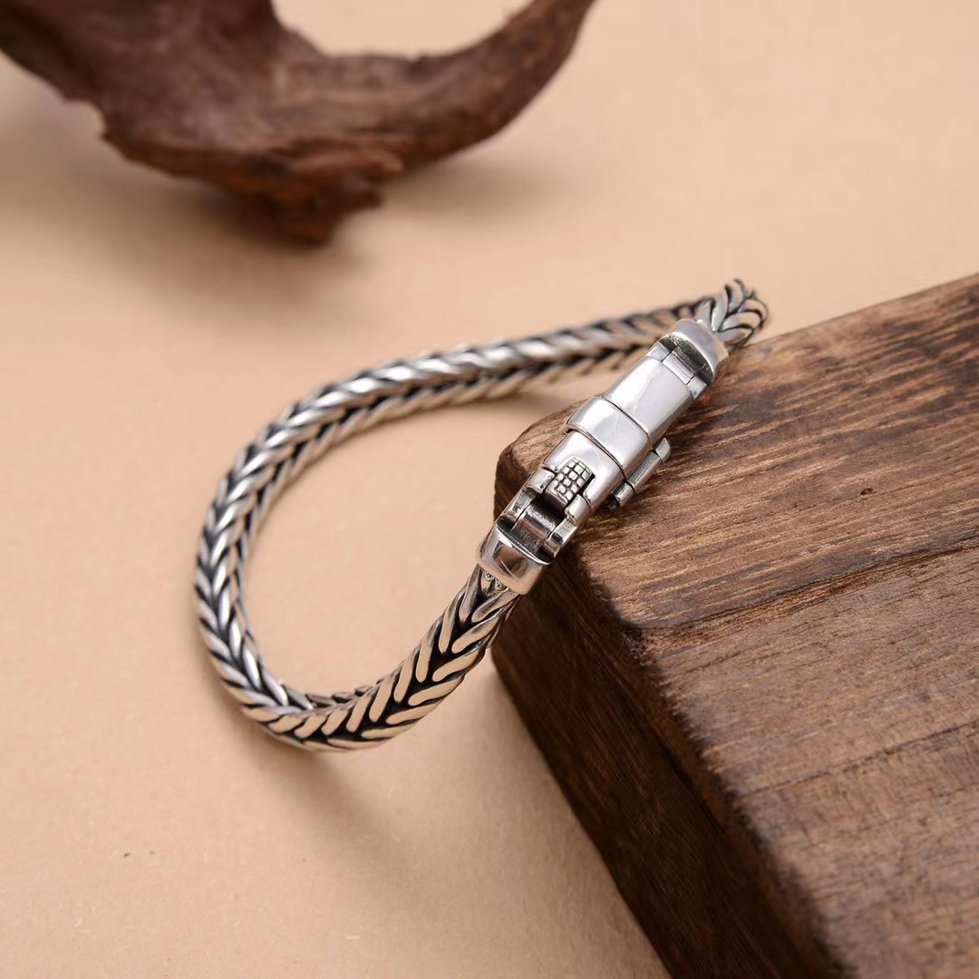 S925 Sterling Silver Simple Do - Embroidery Bracelet 评论和价格