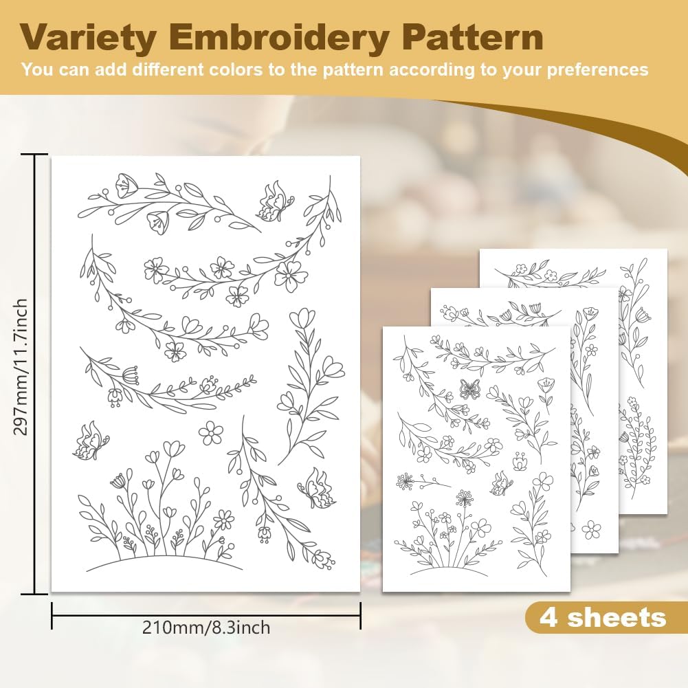 Water Soluble Embroidery Stabi - Embroidery Flower Pattern 评论和价格