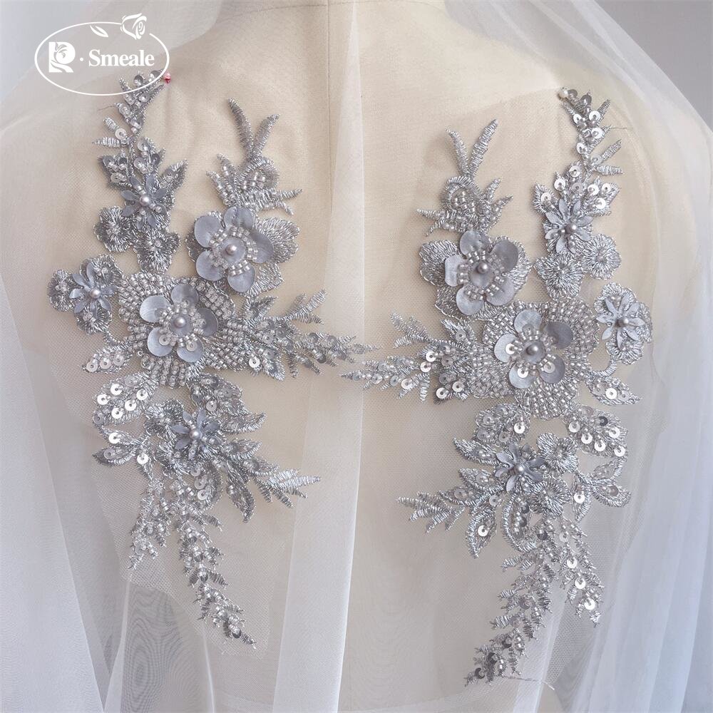 2PCS/1Pair New 12 Colors Sequi - Embroidery Flower Pattern 评论和价格