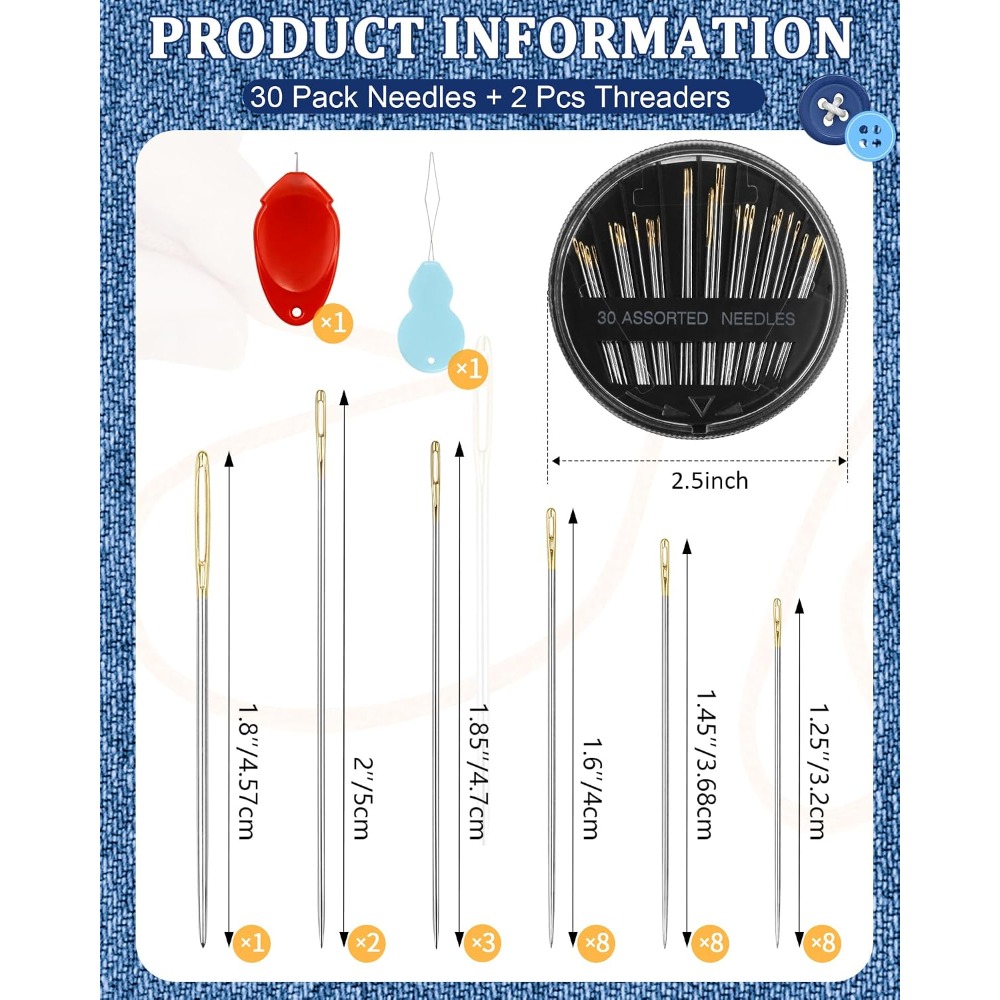 30-Count Steel Hand Sewing Nee - Embroidery Needles 评论和价格