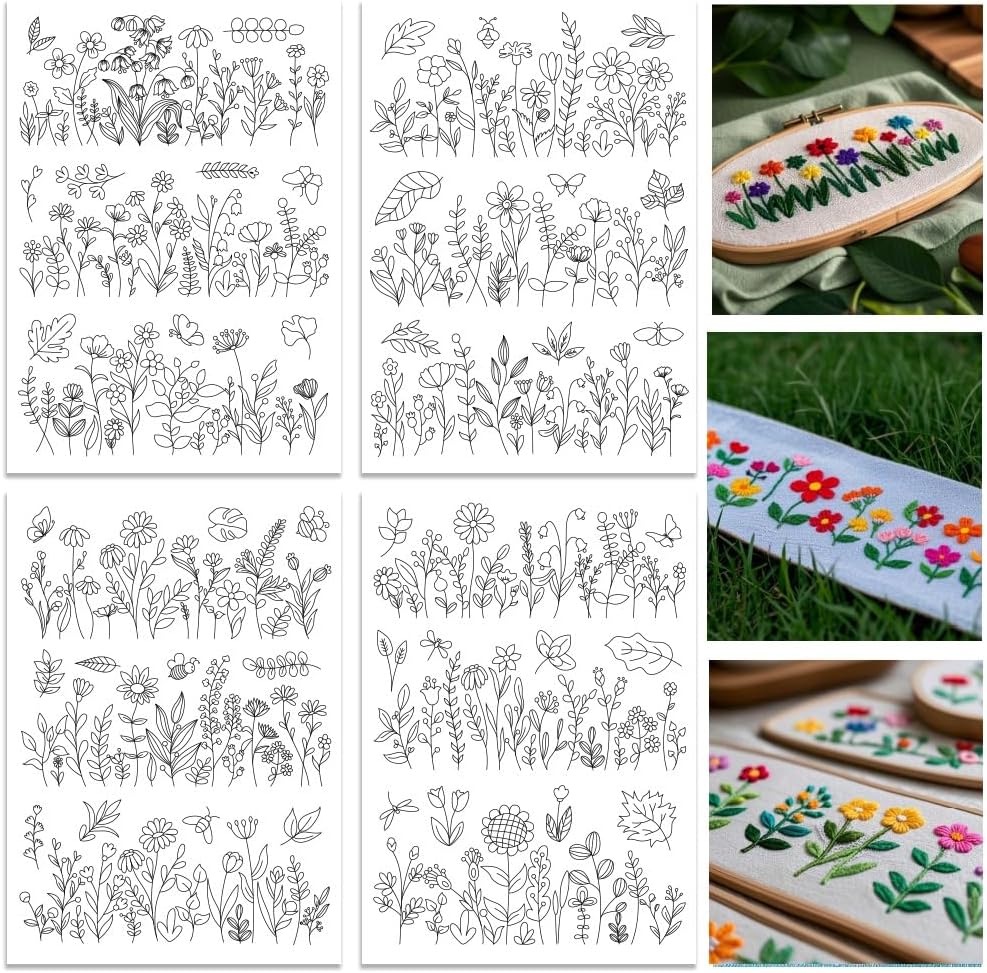 Water Soluble Embroidery Patte - Embroidery Flower Pattern 评论和价格