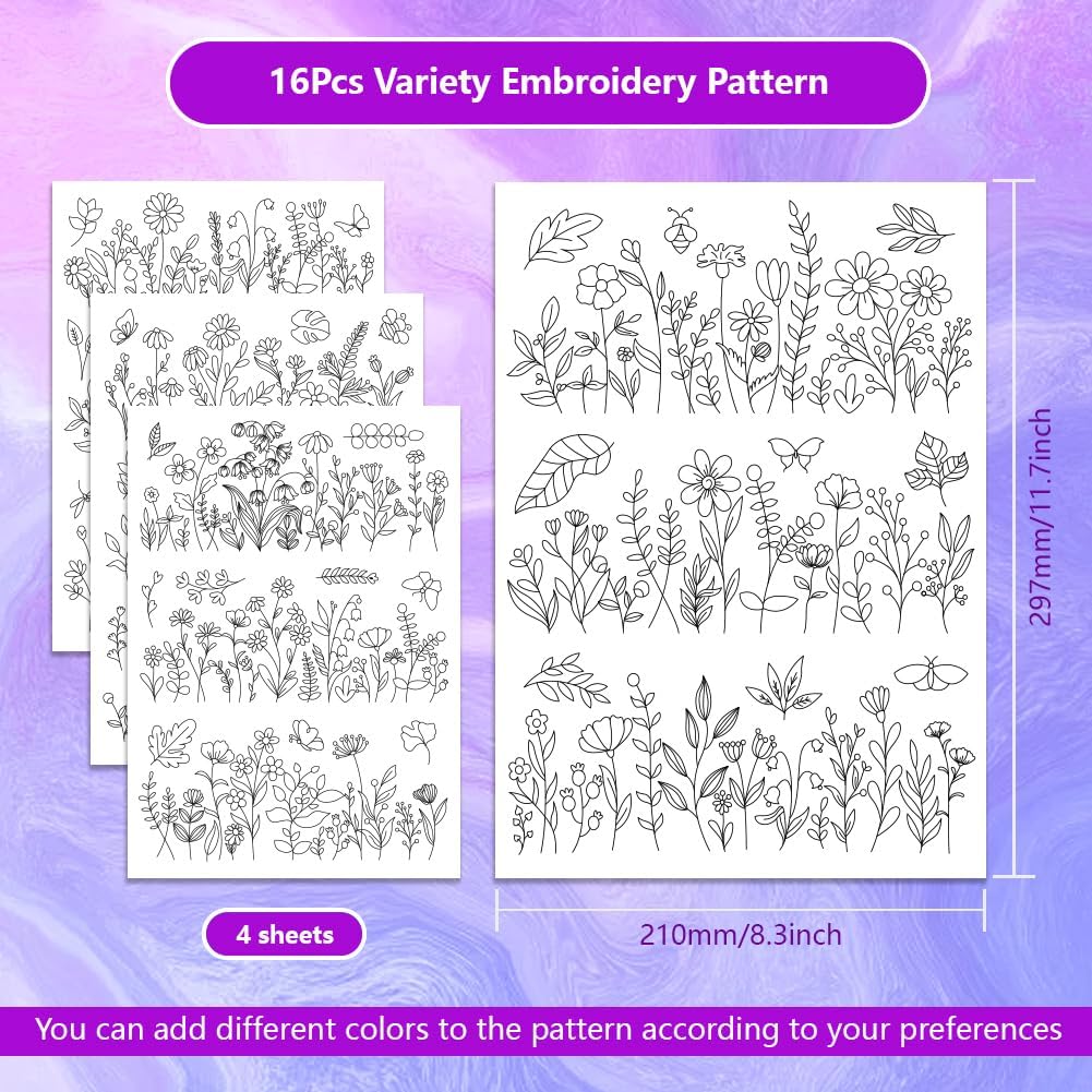 Water Soluble Embroidery Patte - Embroidery Flower Pattern 评论和价格