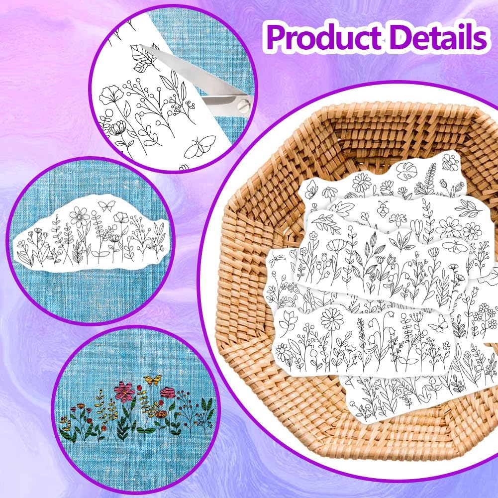 Water Soluble Embroidery Patte - Embroidery Flower Pattern 评论和价格