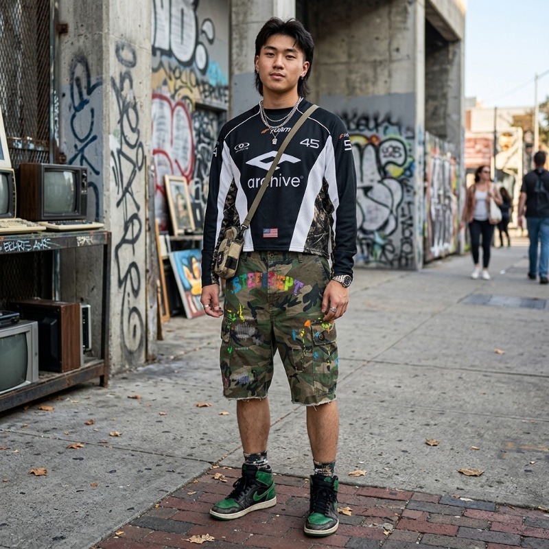 Hip Hop Y2K Streetwear Men Mat - Embroidery Set 评论和价格