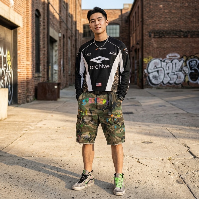 Hip Hop Y2K Streetwear Men Mat - Embroidery Set 评论和价格