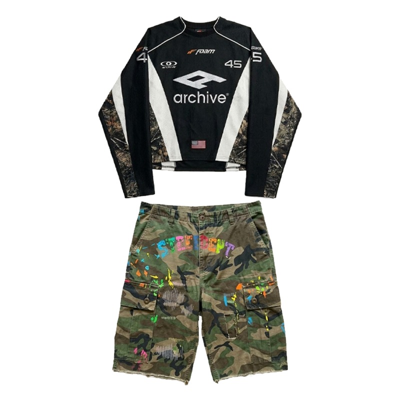 Hip Hop Y2K Streetwear Men Mat - Embroidery Set 评论和价格