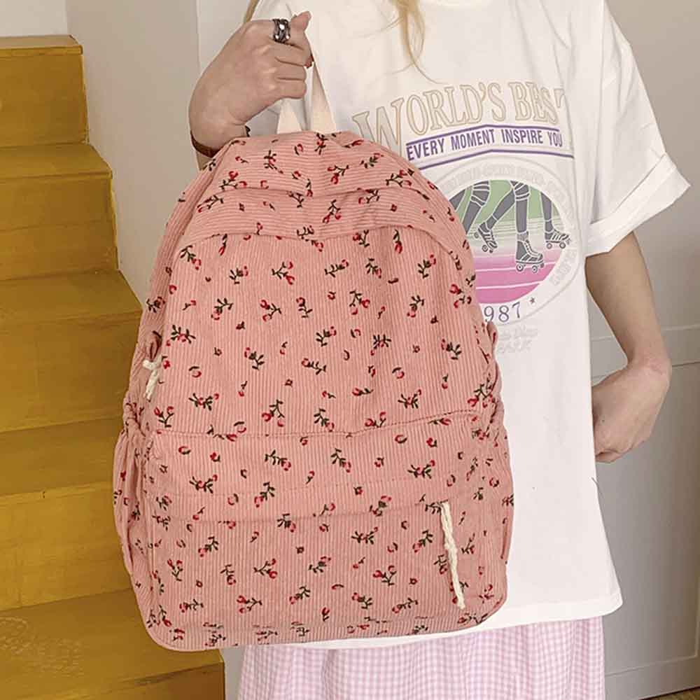 Ins Corduroy Printed Backpack, - Embroidery Name Designs 评论和价格