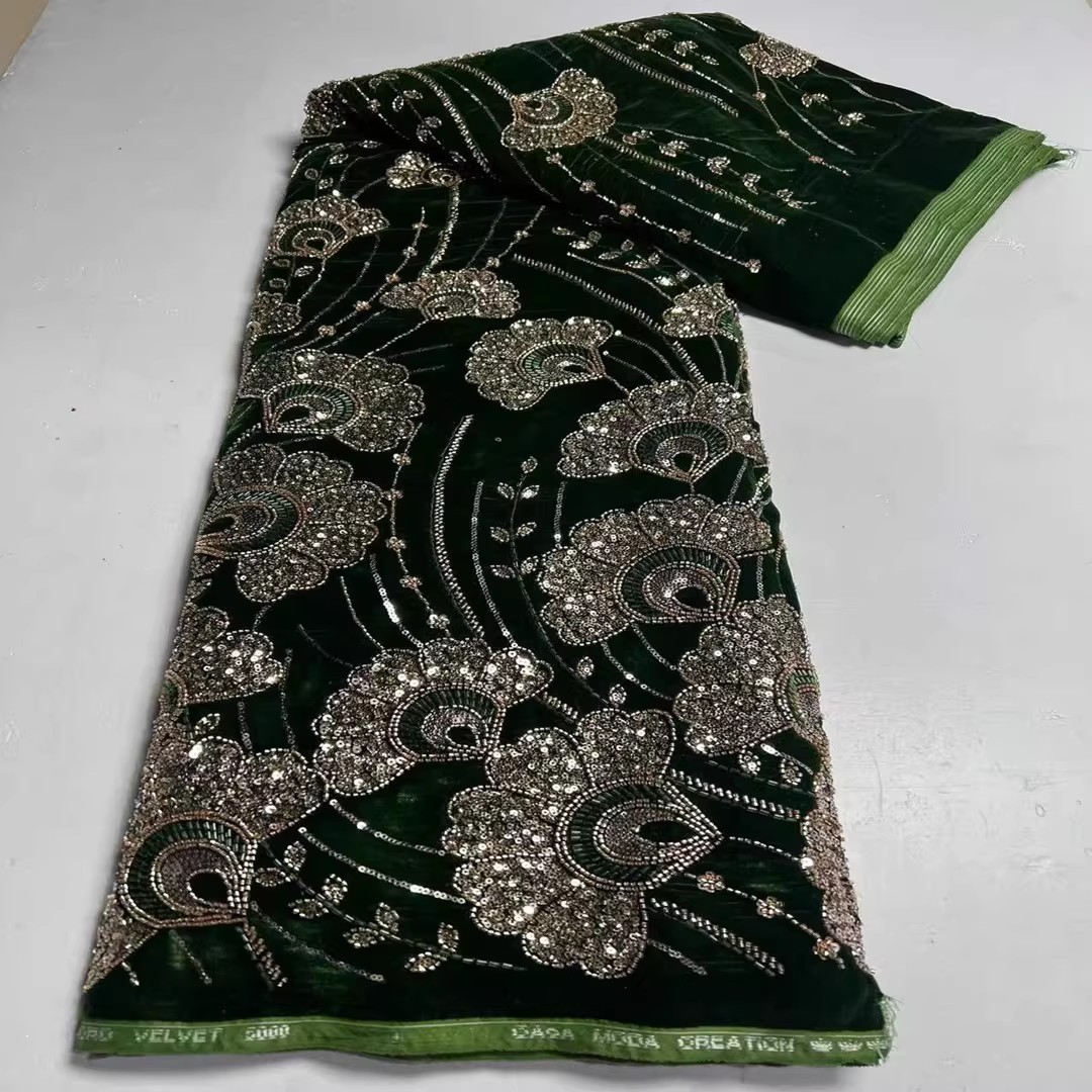 5yard New velvet tela Sequin b - Velvet Fabric Embroidery 评论和价格