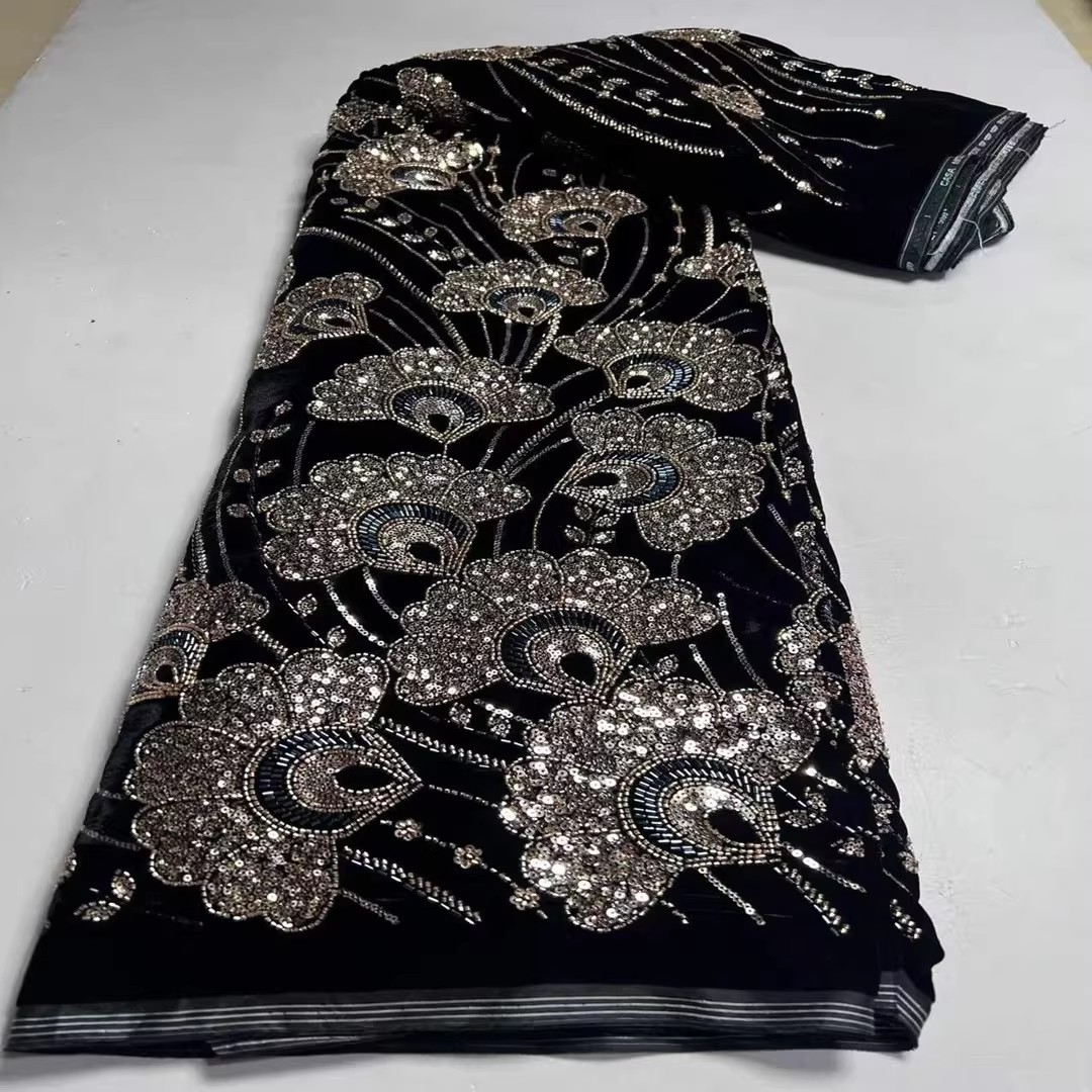 5yard New velvet tela Sequin b - Velvet Fabric Embroidery 评论和价格