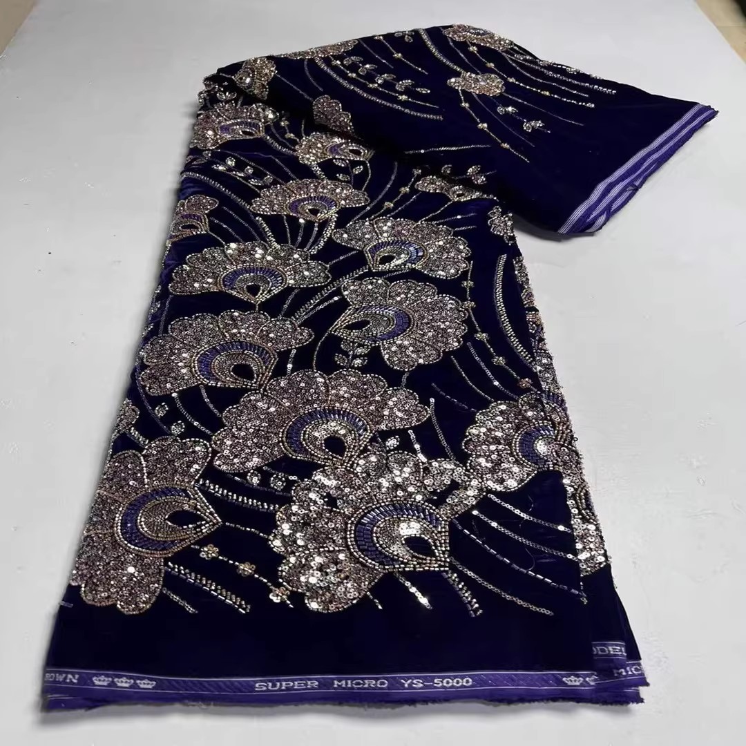 5yard New velvet tela Sequin b - Velvet Fabric Embroidery 评论和价格