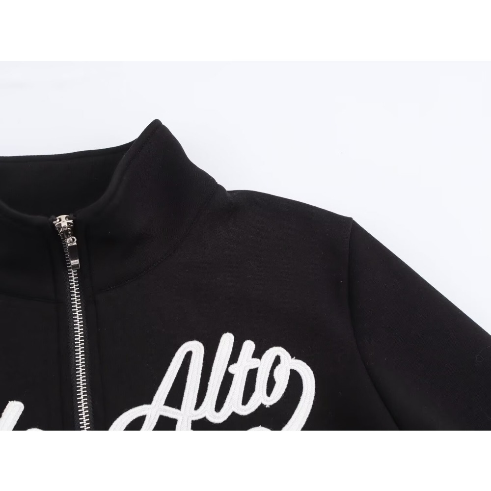 Casual Women's Black Varsity S - Embroidery Jacket 评论和价格