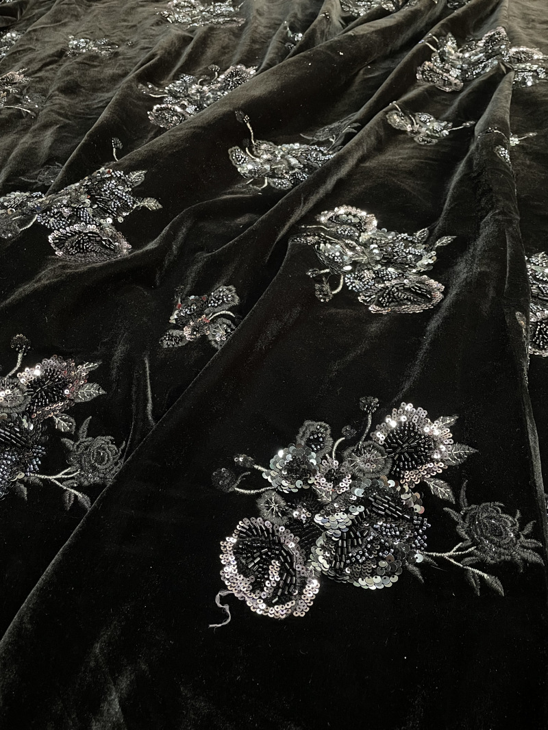 New gorgeous tube sequin flora - Velvet Fabric Embroidery 评论和价格