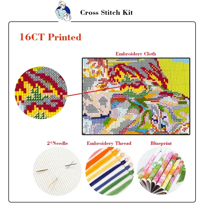 Joy Sunday Cross Stitch Kit Ap - Embroidery Flower Pattern 评论和价格