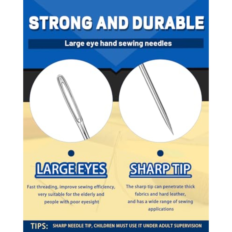 Large Eye Sewing Needles, 7 Si - Embroidery Needles 评论和价格